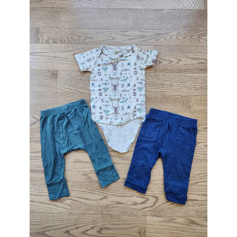 Kate Quinn 12-18M Lot of 3 The Woods Insects Short Sleeve Bodysuit, Pants